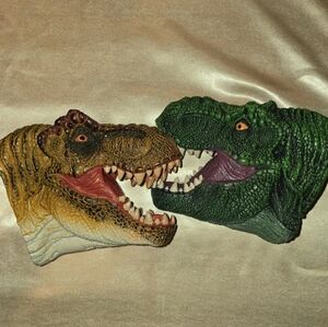 T-Rex Dinosaur Hand Puppet Lot (2) – Realistic Rubber Puppets